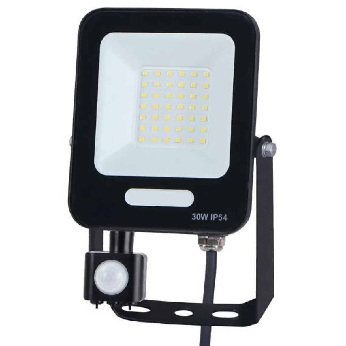 PROIECTOR CU LED-uri SMD SI SENZOR DE MISCARE ROTATIV 30W NEGRU IP54 6500K PLUS
