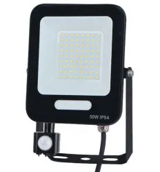 Proiector LED 50W negru cu senzor de miscare IP54 alb rece 6500K