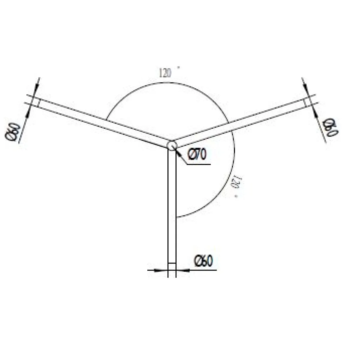Brat Triplu Curbat 120° 1M  1