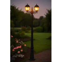 Stalp Iluminat Exterior Negru 230V/40W 2*e27 IP44 2200x556x228mm  2