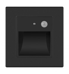 Spot LED Perete 1W Negru cu Senzor 3000K Lumina Calda