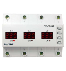 Digitop Releu Trifazic Protectie Tensiune Cu Contactor Inclus, Pe Sina Din Vp-3f63a
