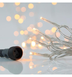 Ghirlanda PRO 300 LED, 4 Conectori pana la 3 Seturi, Fir Transparent, Alb Cald, 5cm, Cablu 3m, IP44