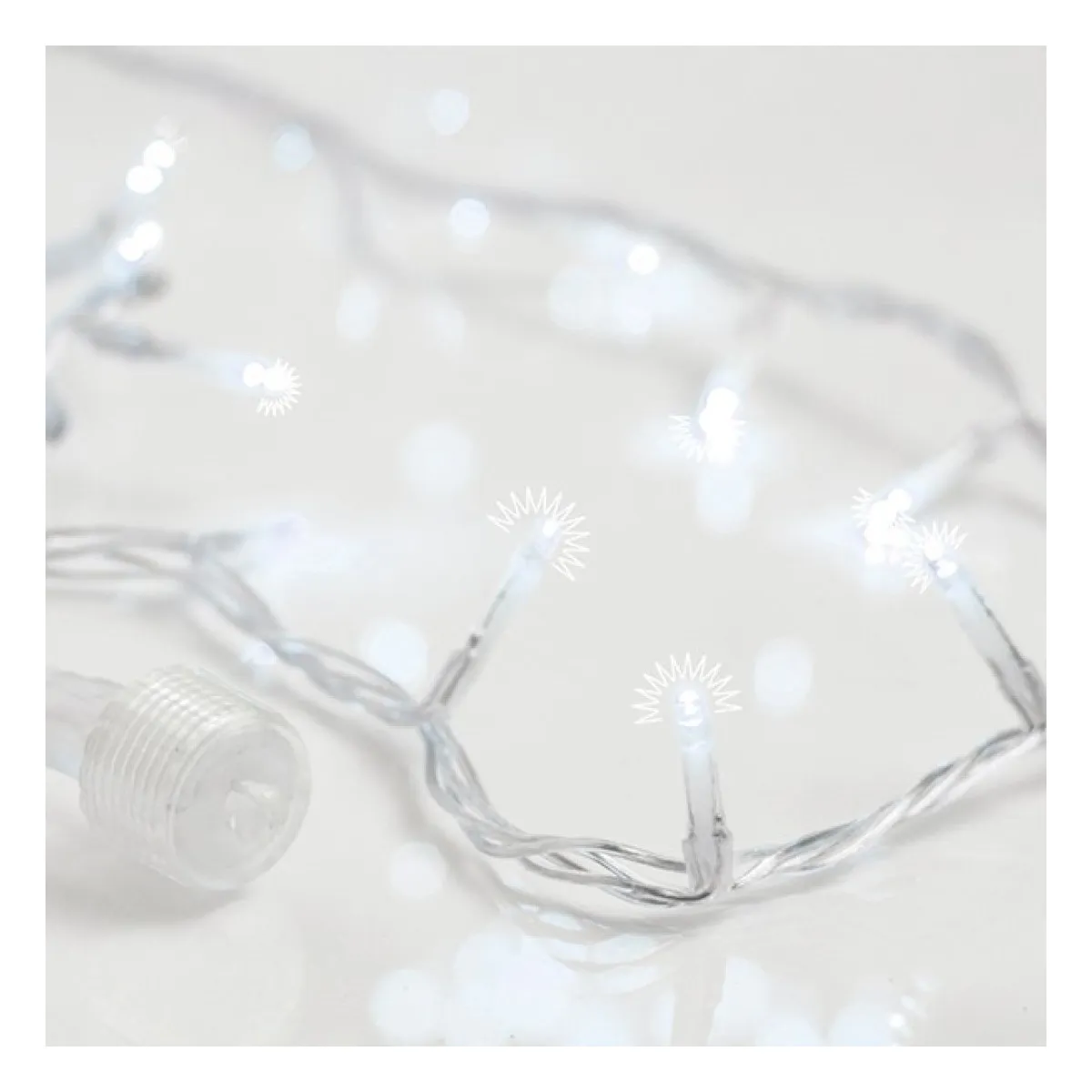Ghirlanda 300 LED Flash, 4 Conectori pana la 3 Seturi, Fir Transparent, Alb Rece, 10cm, Cablu 3m, IP44  1