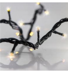 Ghirlanda 300 LED Flash, 4 Conectori pana la 3 Seturi, Fir Verde, Alb Cald, 10cm, Cablu 3m, IP44