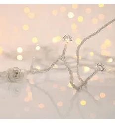 Ghirlanda 700 LED Flash, 4 Conectori pana la 2 Seturi, Fir Transparent, Alb Cald, 10cm, Cablu 3m, IP44