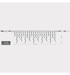 Turture 100 LED, 4 Conectori pana la 3 Seturi, Fir Transparent, Albastru, (H60 x L180cm, 3/7/4/6), Cablu 3m, IP44