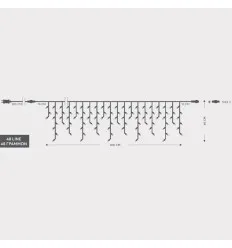 Turture 288 LED, 4 Conectori pana la 3 Seturi, Fir Transparent, Alb Cald (H60 x L600cm, 5/7/5/7), Cablu 3m, IP44