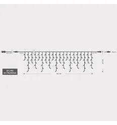 Turture 100 LED, Conectare pana la 3, Fir Transparent, Alb Cald (H60 x L180cm, 3/7/4/6), Cablu 3m, IP44