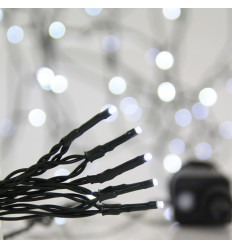 Ghirlanda 700 LED, 8 M/F & Memorie, Fir Verde, Alb Rece, 5cm, Cablu 3m, IP44