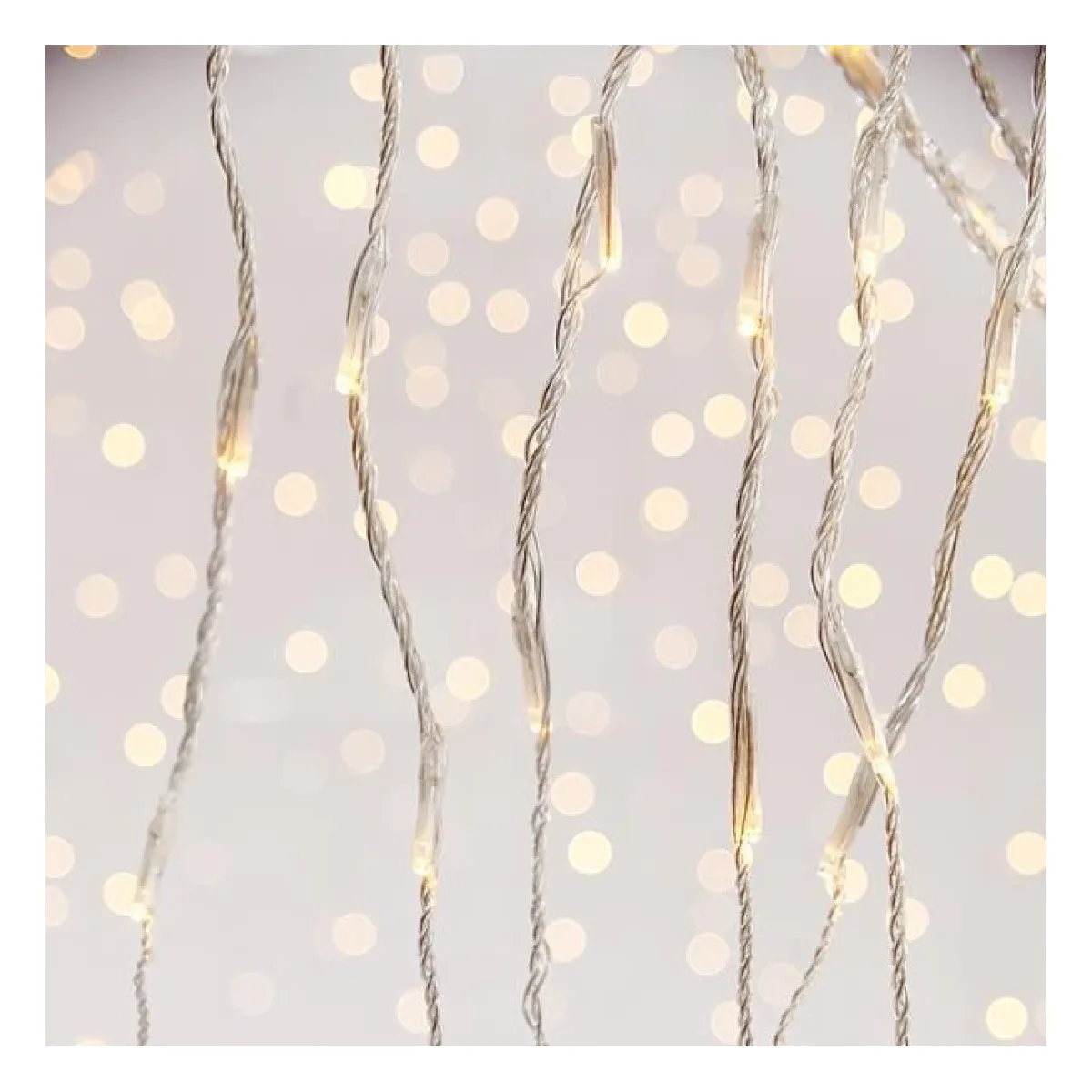 Perdea 240 LED Efect Ninsoare, M/F & Memorie, Fir Transparent, Alb Cald (200 x100cm), Cablu 3m, IP44  1