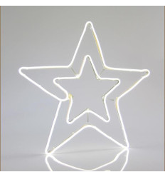 Stea Dubla 3M Neon LED, 2 Cai, Alb Rece, 56x58cm, IP44