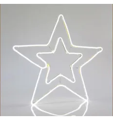 Stea Dubla 3M Neon LED, 2 Cai, Alb Rece, 56x58cm, IP44