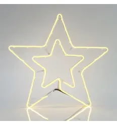 Stea Dubla 3M Neon LED, 2 Cai, Alb Cald, 56x58cm, IP44