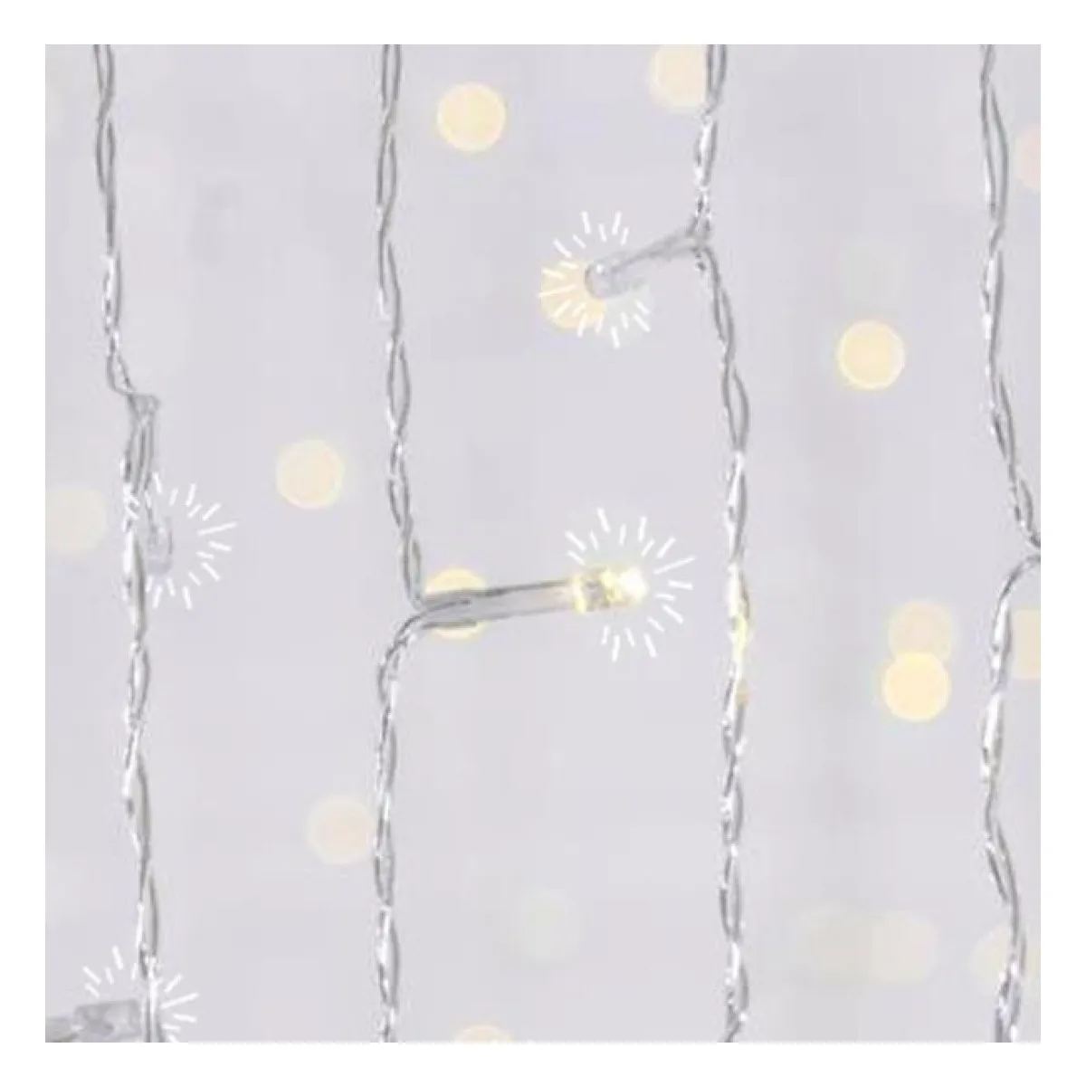 Perdea 240 LED Flash, Fir Transparent, Alb Cald (H100 x L200cm, 20 Linii x 12 LED), Cablu 3m 1