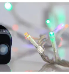 Turture 144 LED, 8 M/F & Memorie, 4 conectori pana la 3 seturi, Fir Transparent, Multicolor (H60 x L300cm, 5/7/5/7), Cablu 3m