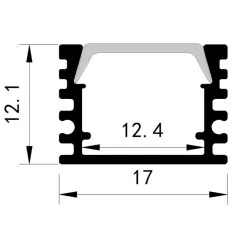 Profil Aplicat Adanc Aluminiu Dispersor 2000x17x12Mm