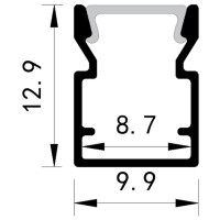 Profil Aplicat Adanc Aluminiu Dispersor 2000x10x13Mm 45° Plus