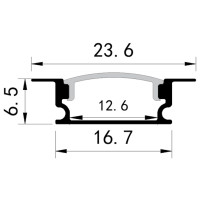 Profil Ingropat Aluminiu Dispersor 2000X23.6X6.5Mm 90° IP44