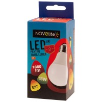 Bec LED A60 15W E27 6400K Alb Rece - Novelite - vedere laterala