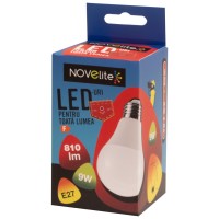 Bec LED A60 9W E27 6400K Alb Rece - Novelite - vedere laterala
