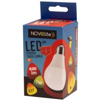 Bec LED A60 7W E27 3000K Alb Cald - Novelite - vedere laterala