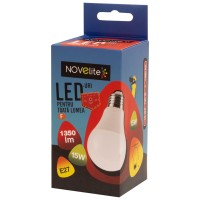 Bec LED A60 15W E27 3000K Alb Cald - Novelite - vedere laterala
