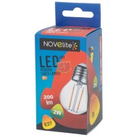 Bec LED Filament Sferic 2W E27 2700K Clar Alb Cald - Novelite - detaliu