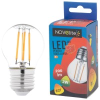 Bec LED Filament Sferic 2W E27 2700K Clar Alb Cald - Novelite - ambalaj
