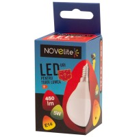 Bec LED sferic 5W E14 6400K Alb Rece - Novelite - vedere laterala