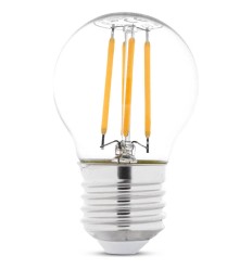 Bec LED filament sferic 4W E27 2700K clar, Alb Cald - Novelite