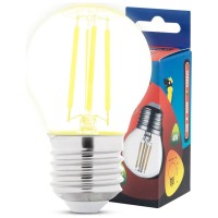 Bec LED filament sferic 4W E27 2700K clar, Alb Cald - Novelite - detaliu