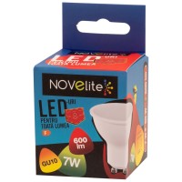 Bec LED Spot 7W GU10 3000K Alb Cald - Novelite - vedere laterala