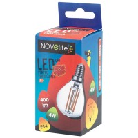 Bec LED filament sferic G45 4W E14 2700K Clar - Novelite - vedere laterala