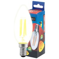 Bec LED filament lumanare 4W E14 2700K clar - Novelite - detaliu