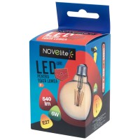 Bec LED Filament G95 6W E27 2200K Auriu - Novelite - vedere laterala