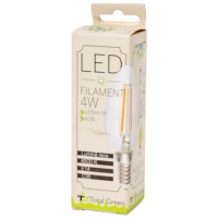 Bec LED Filament Lumanare 4W E14 6500K Clar - Total Green - detaliu