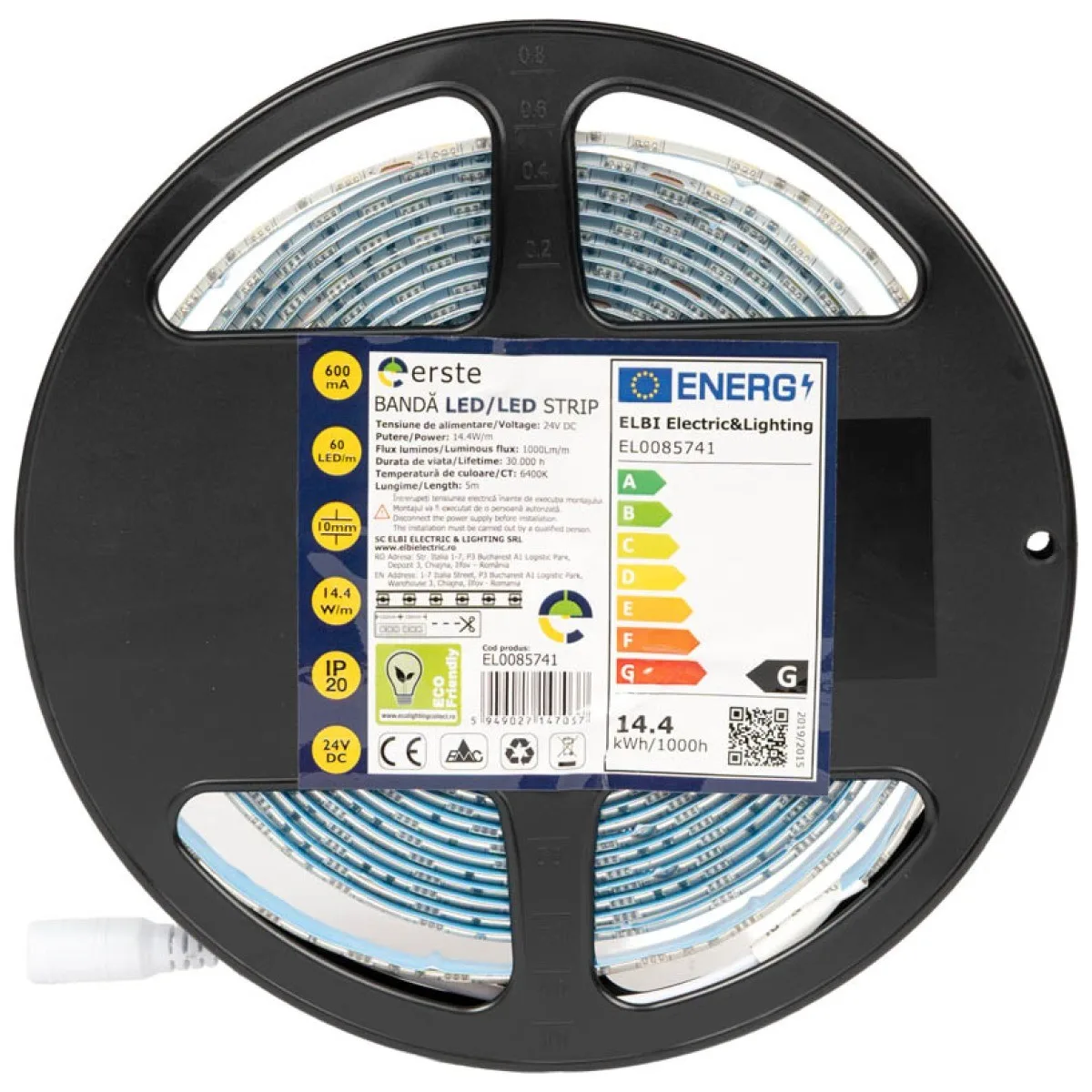 Banda LED 24V 60 LED/m 14.4W/m 6400K IP65 Rola 5m Erste