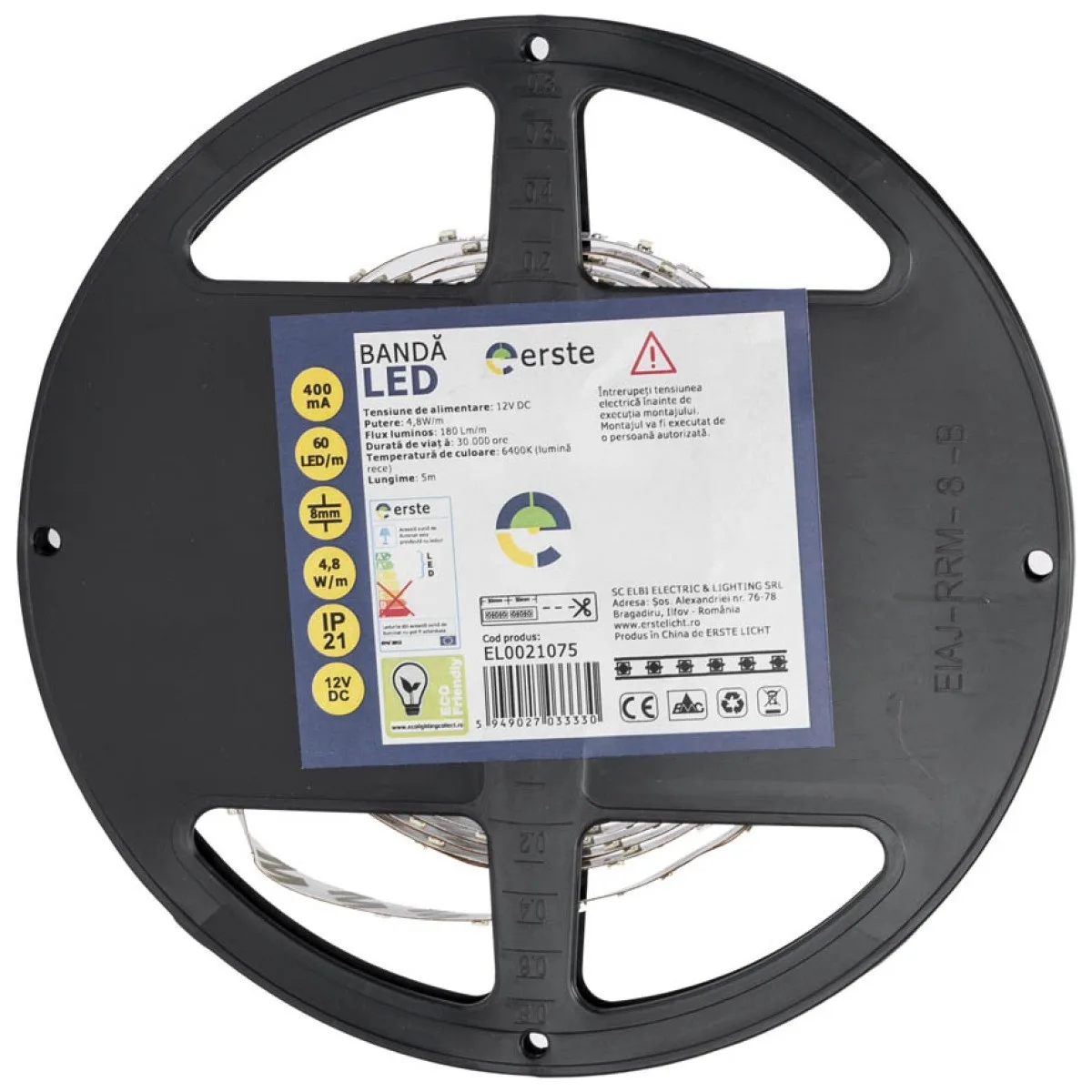 Banda LED 60 LED/m 4.8W/m 12V 6400K IP20 SMD3528 5m