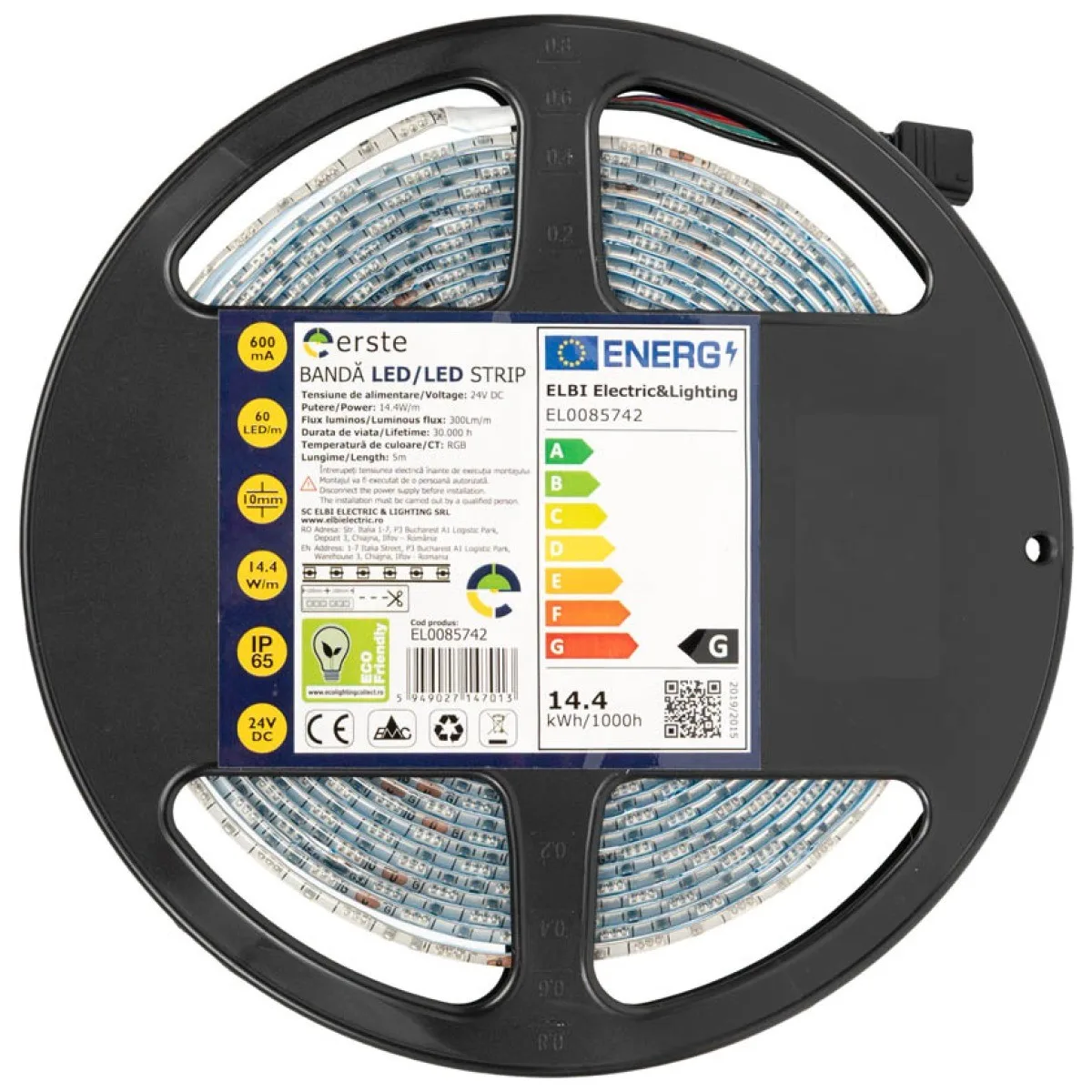 Banda LED 24V 60 LED/m 14.4W/m RGB IP65 Rola 5m Erste