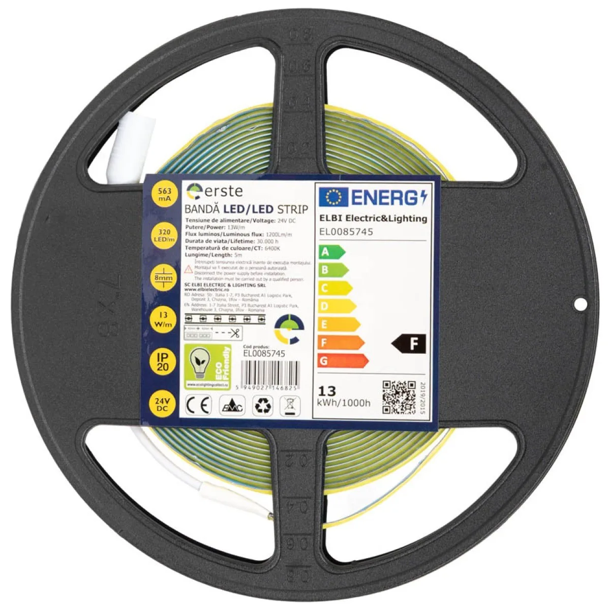 Banda LED COB 24V 13W/m 6400K IP20 5m - Erste