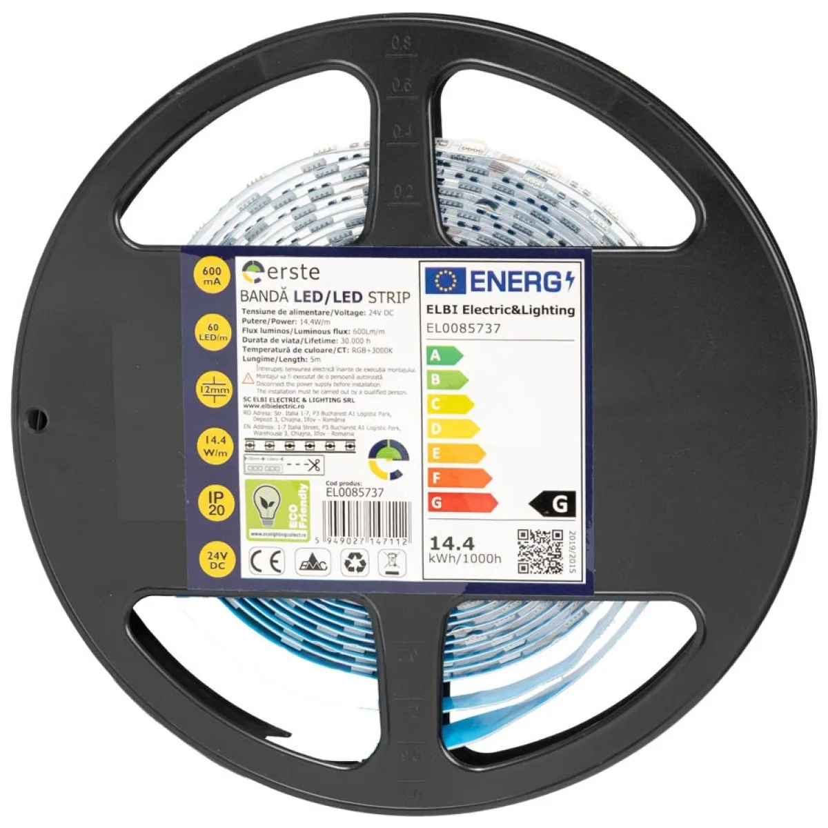 Banda LED 24V 60 LED/m 14.4W/m RGB + 3000K IP20 5m Erste