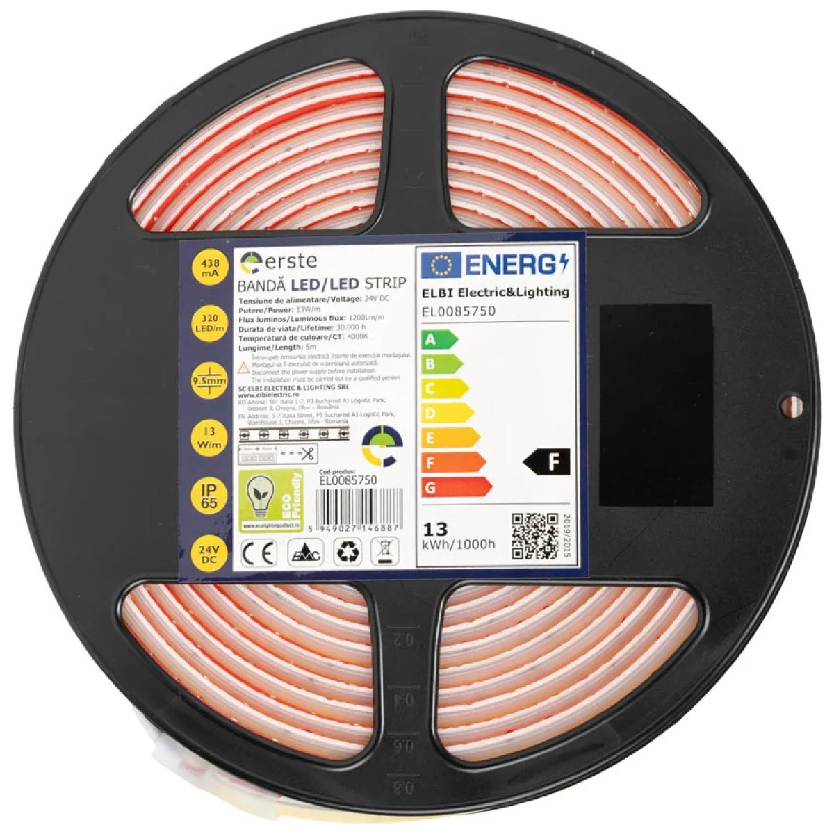 Banda LED COB 24V 13W/m 4000K IP65 320 LED/m Rola 5m