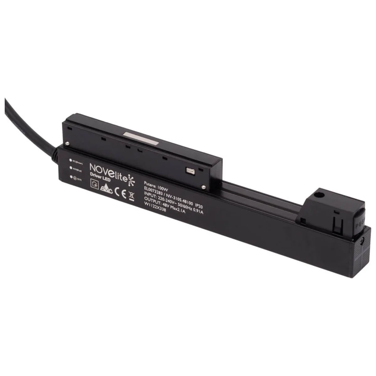 Sursa Alimentare Sina Magnetica 100W IP20 Negru - Novelite