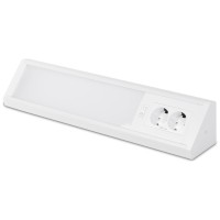 Corp Liniar Mobilier LED cu 2 Prize si Intrerupator 10W 6400K IP40 - NOVELITE - vedere laterala