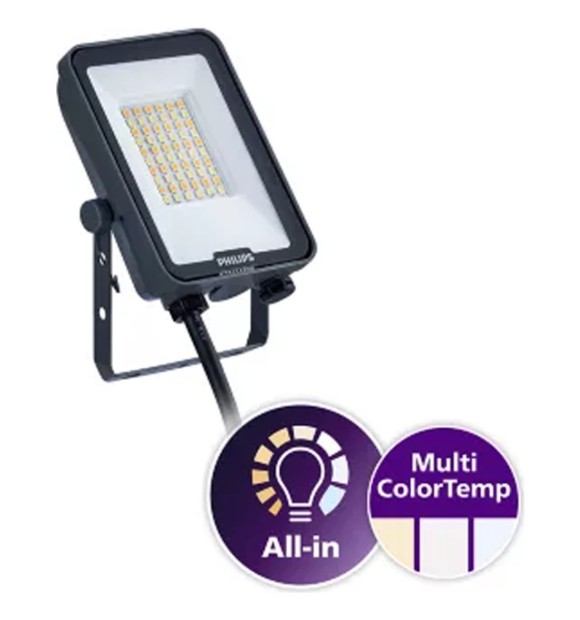 Proiector LED 30W 3CCT IP65 BVP167 Philips, gri, 3300-3600 lm