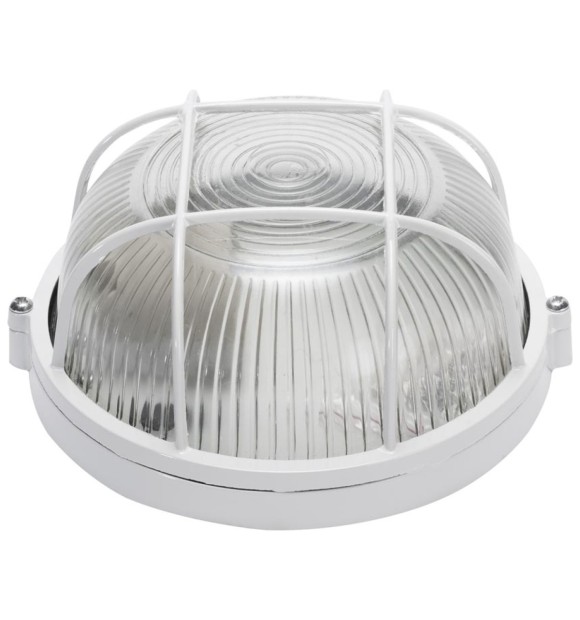 Corp BAT E27 Rotund Alb IP54 Dispersor Opal Sticla cu Grilaj - NOVELITE