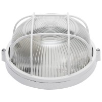 Corp BAT E27 Rotund Alb IP54 Dispersor Opal Sticla cu Grilaj - NOVELITE