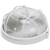 Corp BAT E27 Rotund Alb IP54 Dispersor Opal Sticla cu Grilaj - NOVELITE - vedere laterala