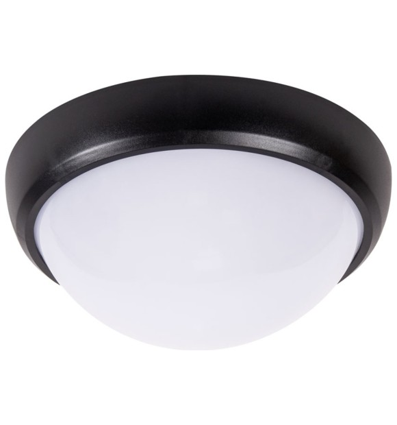 Corp BAT LED Rotund Mare Negru IP65 12W 3000K Opal Novelite